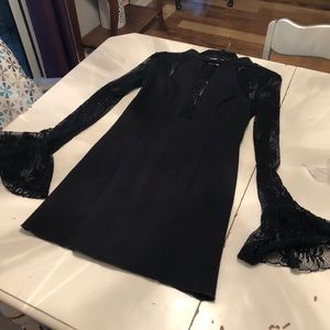 Free People Black with Lace Sleeves Dress.